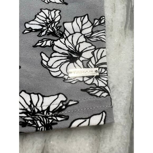 Tahari Gray Floral Print Camisole Sleep Top Lace Woman Size Medium Comfy Stretch - Picture 6 of 9